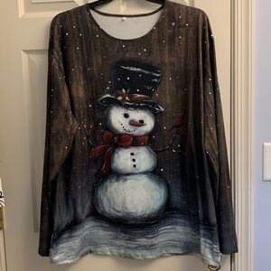Snowman Graphic Long Sleeve Top